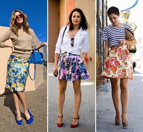 floral patterned-pencil skirt