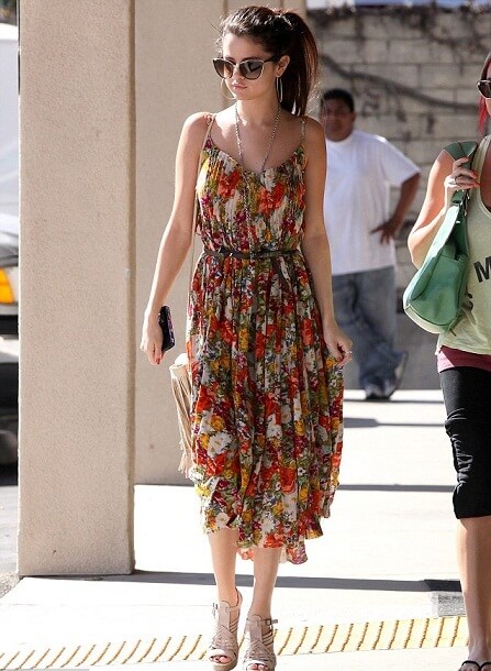 Selena Gomez In Floral Sundresses