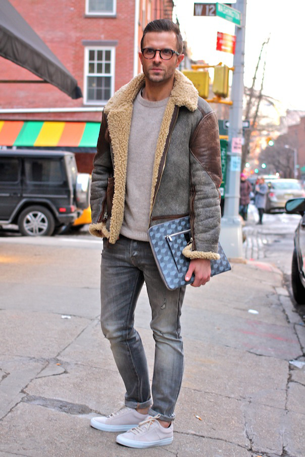 Men's Grey Shearling Jacket