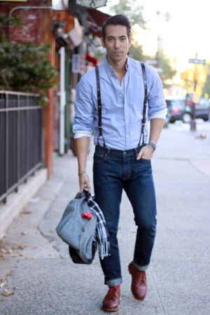 toe denim with broad suspenders