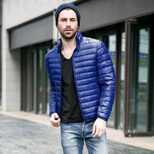 Men Sky Blue Puffer Jacket